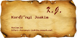 Korényi Joakim névjegykártya